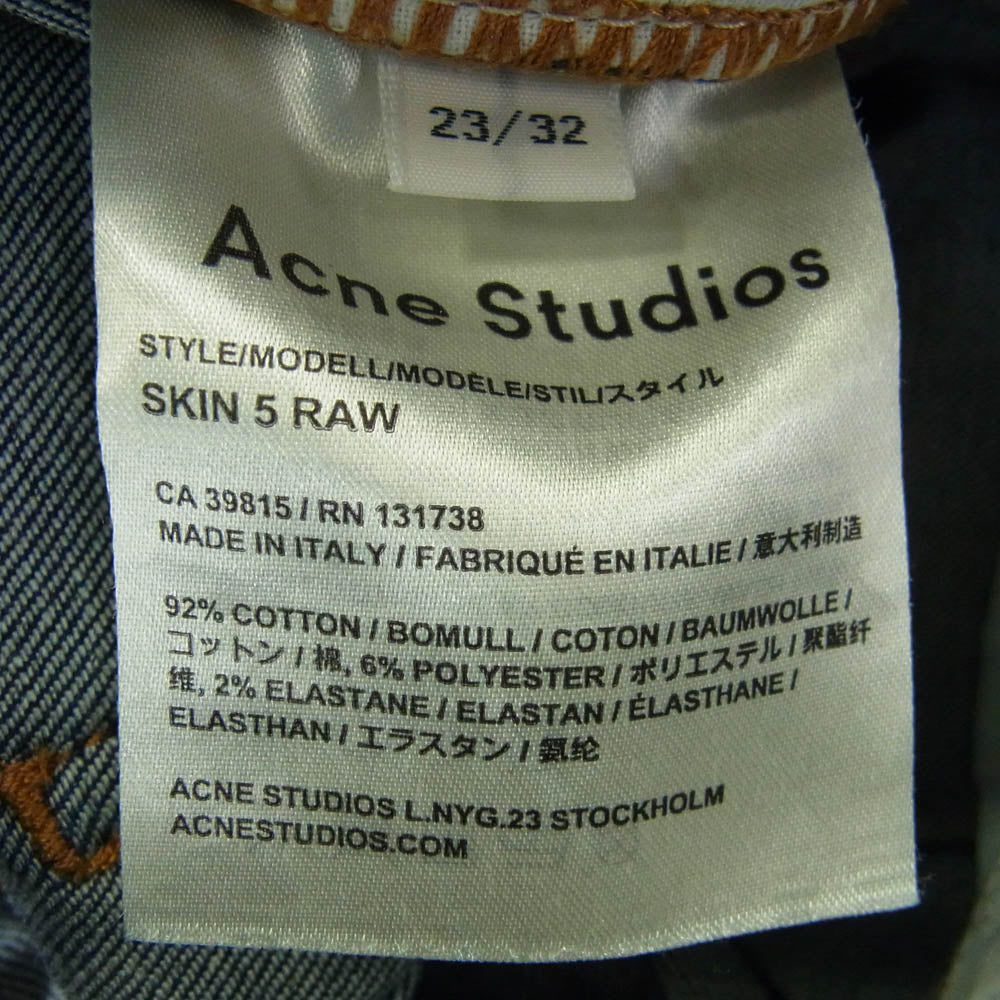 ACNE STUDIOS アクネストゥディオズ SKIN 5 RAW スキニー デニムパンツ インディゴブルー系 23【中古】