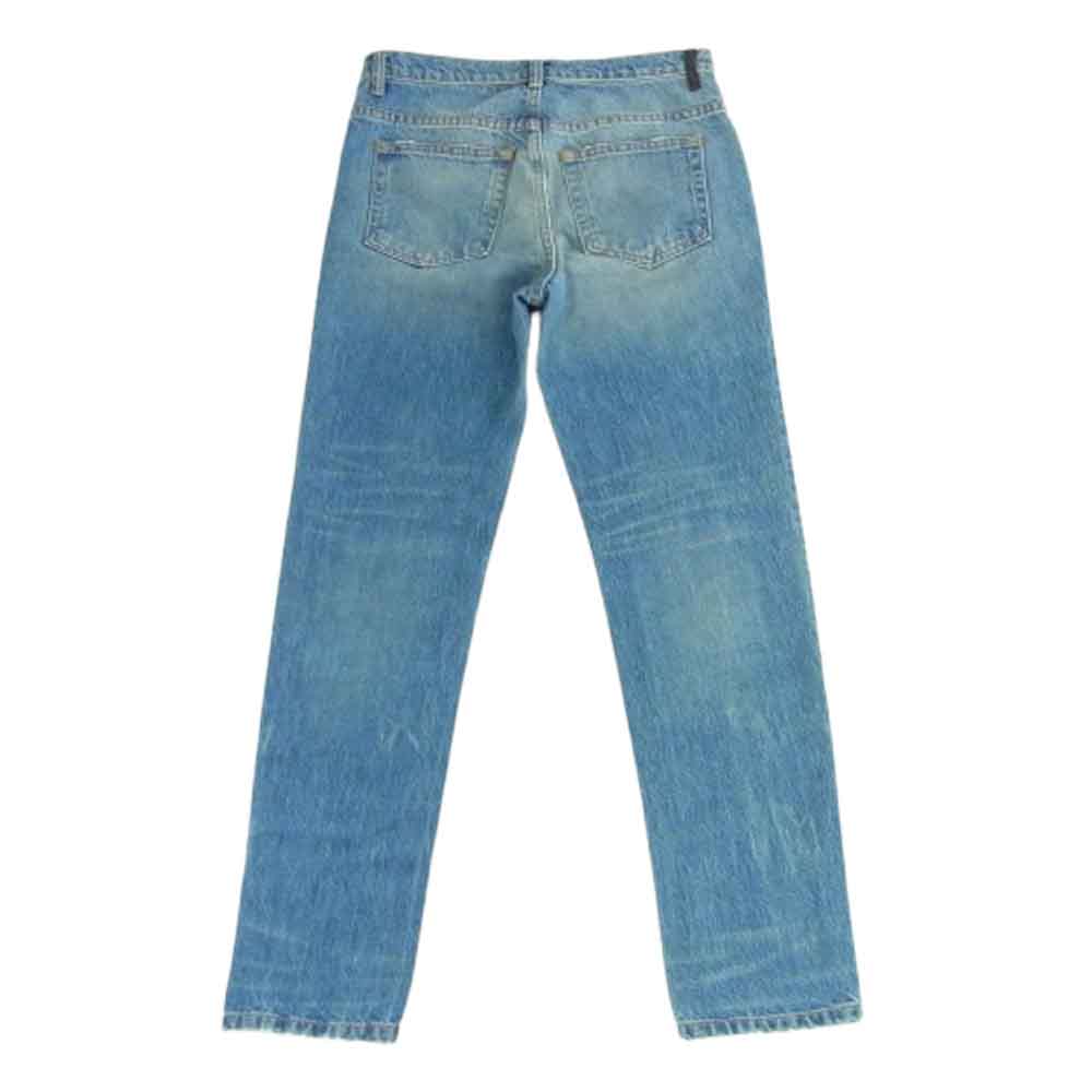 Alexander Wang アレキサンダーワン レザーループ ボタンフライ テーパード デニムパンツ インディゴブルー系 24【中古】