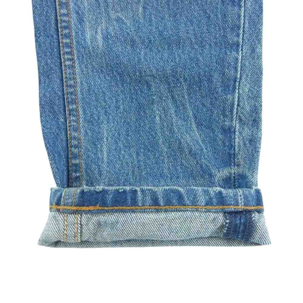 Alexander Wang アレキサンダーワン レザーループ ボタンフライ テーパード デニムパンツ インディゴブルー系 24【中古】