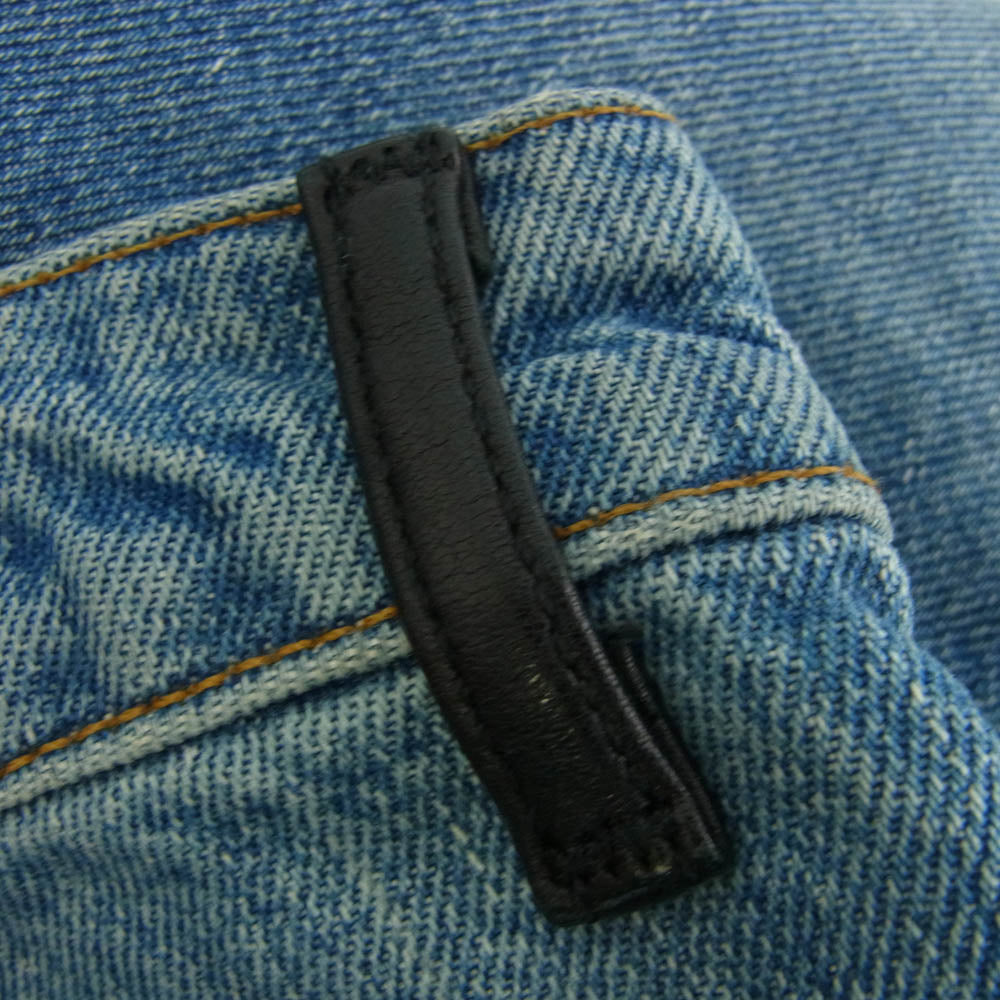 Alexander Wang アレキサンダーワン レザーループ ボタンフライ テーパード デニムパンツ インディゴブルー系 24【中古】