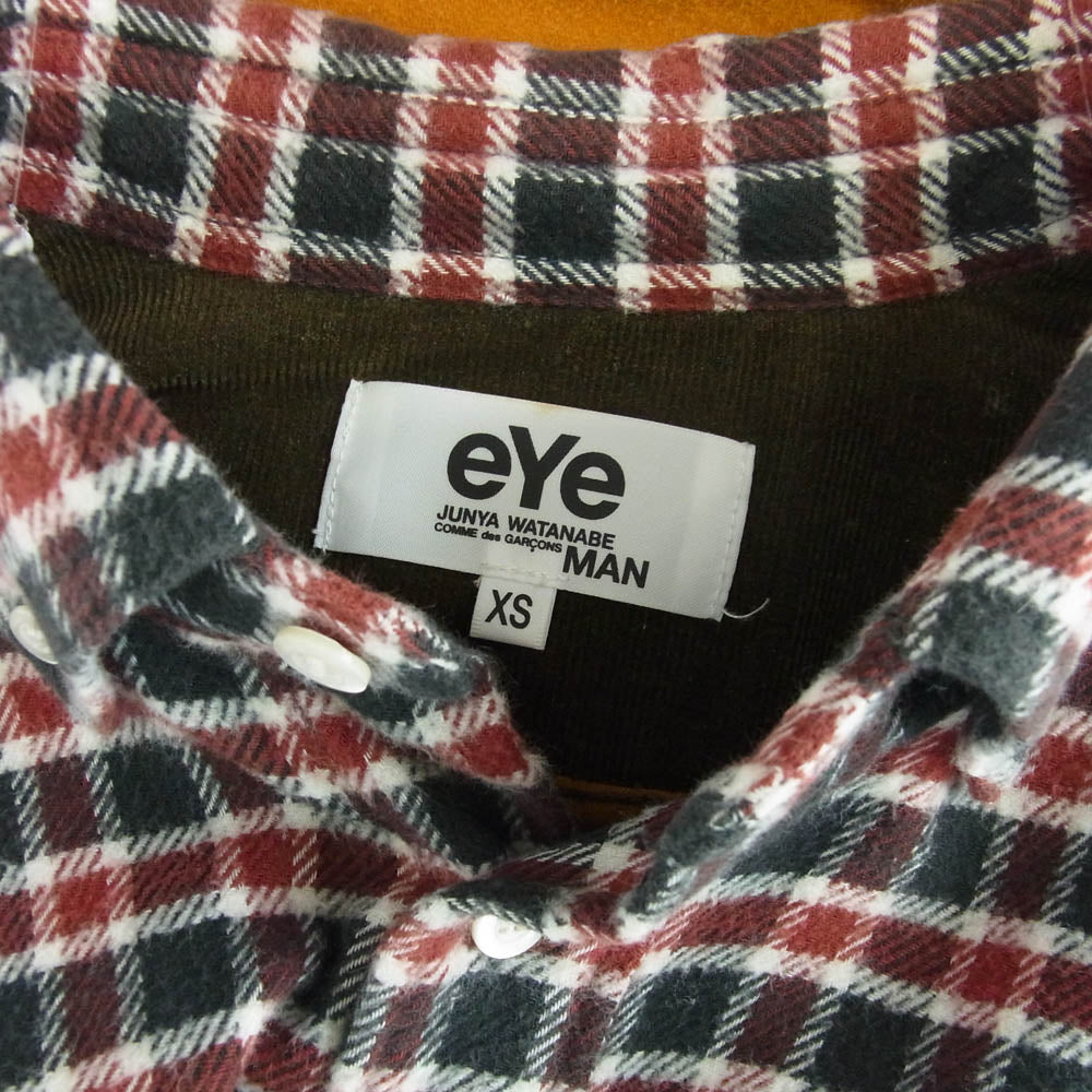 アイコムデギャルソンジュンヤワタナベマン 16AW WR-B907 再構築 チェック柄 フランネル コーデュロイ 切替シャツ マルチカラー系 XS【中古】