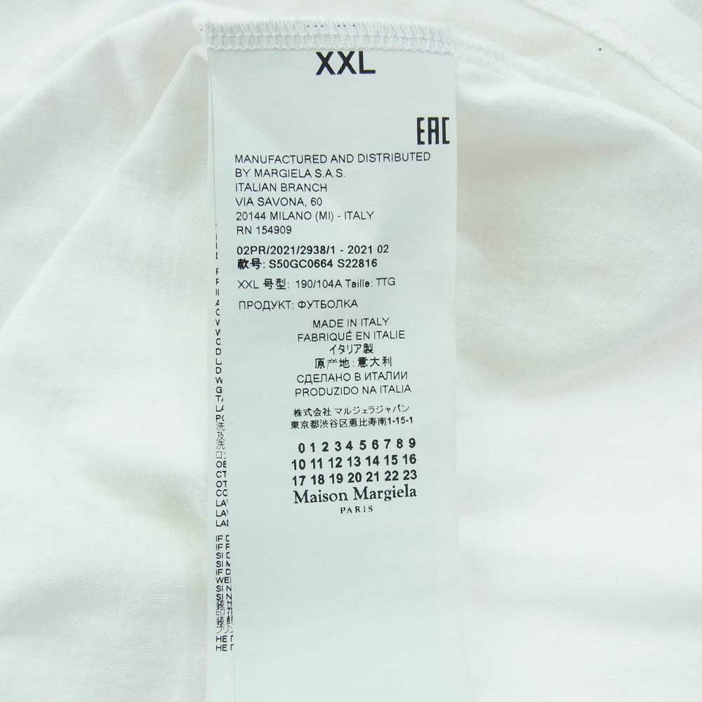MAISON MARGIELA メゾンマルジェラ 21AW S50GC0664 S22816 四つタグ 10ライン コットン Tシャツ 半袖 カットソー ホワイト系 XXL【中古】