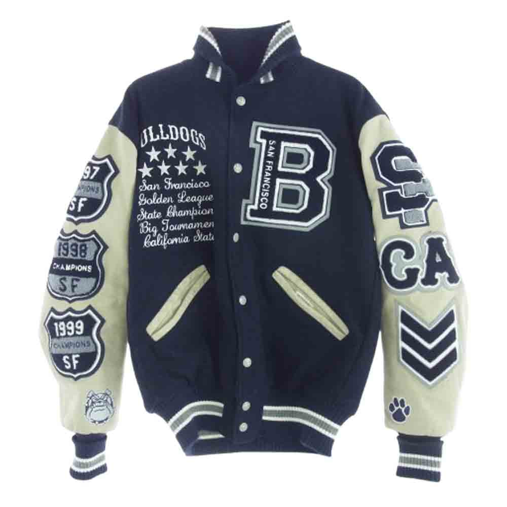 デロング 2023年 BULLDOGS ブルドックス アワード ジャケット スタジャン ネイビー系 S【中古】