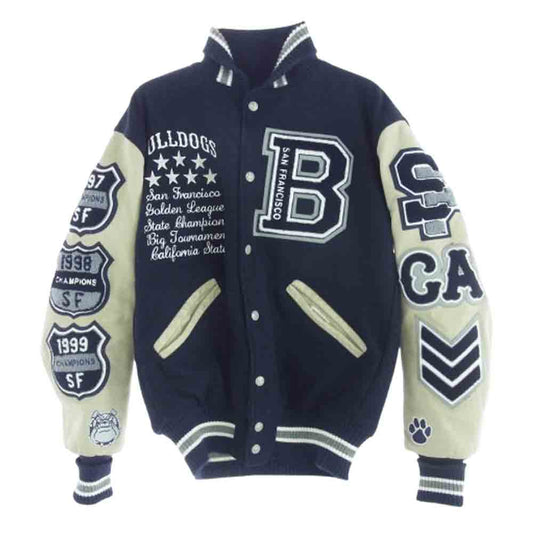 デロング 2023年 BULLDOGS ブルドックス アワード ジャケット スタジャン ネイビー系 S【中古】