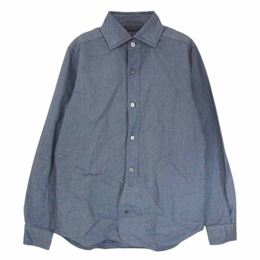 Nigel Cabourn ナイジェルケーボン 8002-00-10000 BRITISH OFFICERS SHIRT ブリティッシュ オフィサーズ 長袖シャツ ブルー系 44【中古】