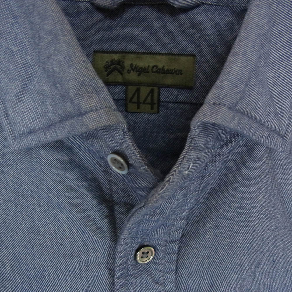 Nigel Cabourn ナイジェルケーボン 8002-00-10000 BRITISH OFFICERS SHIRT ブリティッシュ オフィサーズ 長袖シャツ ブルー系 44【中古】