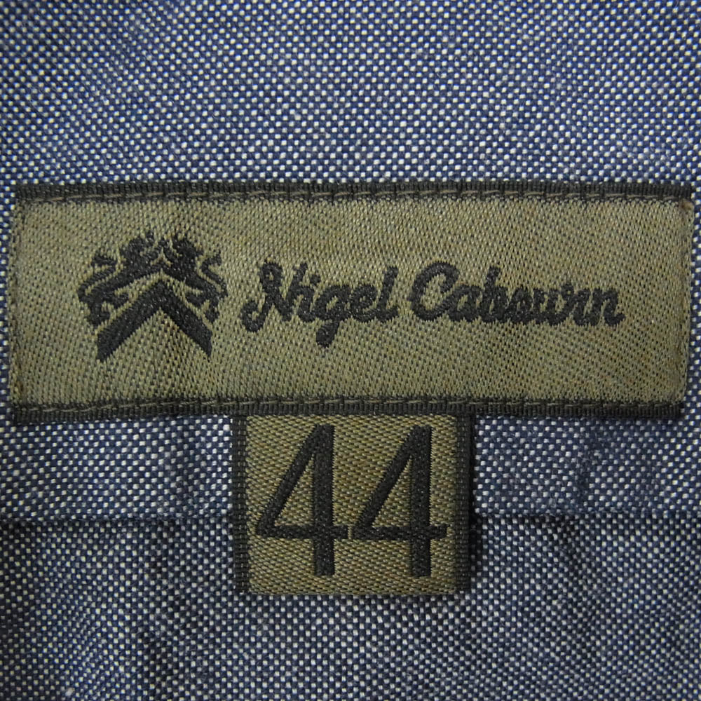 Nigel Cabourn ナイジェルケーボン 8002-00-10000 BRITISH OFFICERS SHIRT ブリティッシュ オフィサーズ 長袖シャツ ブルー系 44【中古】