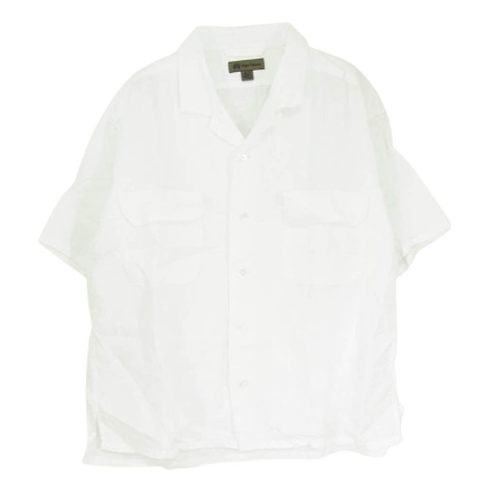 Nigel Cabourn ナイジェルケーボン 8044-00-11000 LINEN TWILL OPEN COLLAR SHIRT リネン ツイル オープンカラー 半袖 シャツ ホワイト系 46【中古】