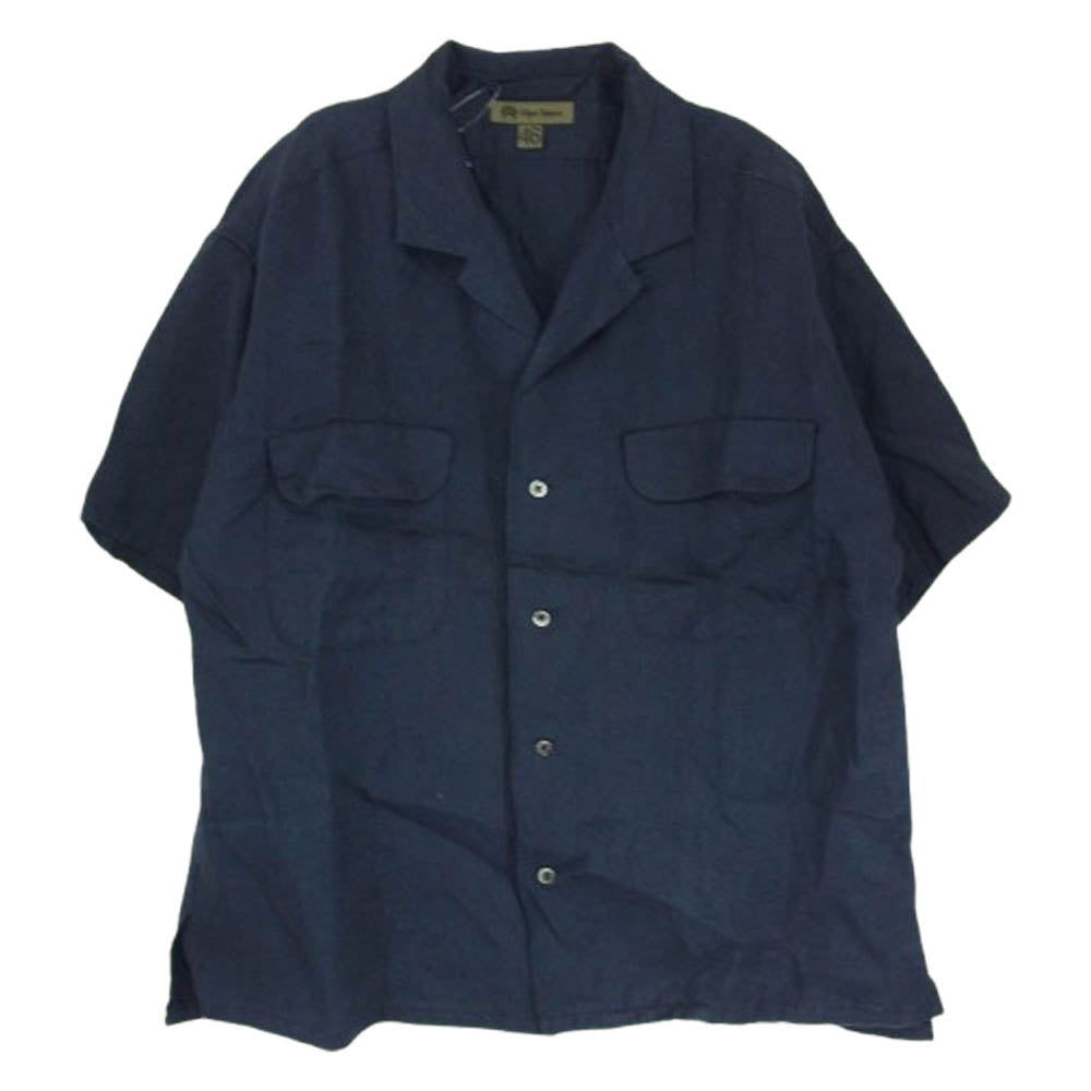Nigel Cabourn ナイジェルケーボン 8044-00-11000 LINEN TWILL OPEN COLLAR SHIRT リネン ツイル オープンカラー 半袖 シャツ ネイビー系 46【中古】