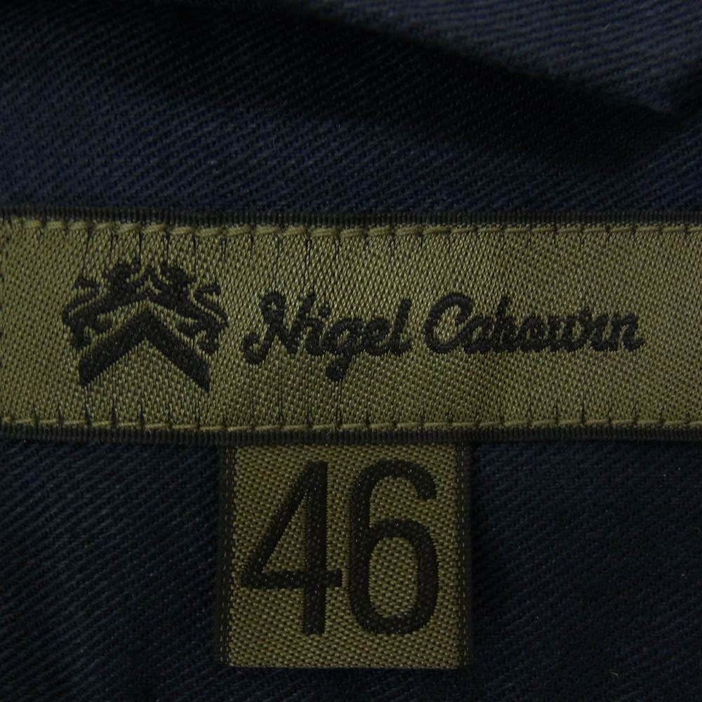 Nigel Cabourn ナイジェルケーボン 8044-00-11000 LINEN TWILL OPEN COLLAR SHIRT リネン ツイル オープンカラー 半袖 シャツ ネイビー系 46【中古】