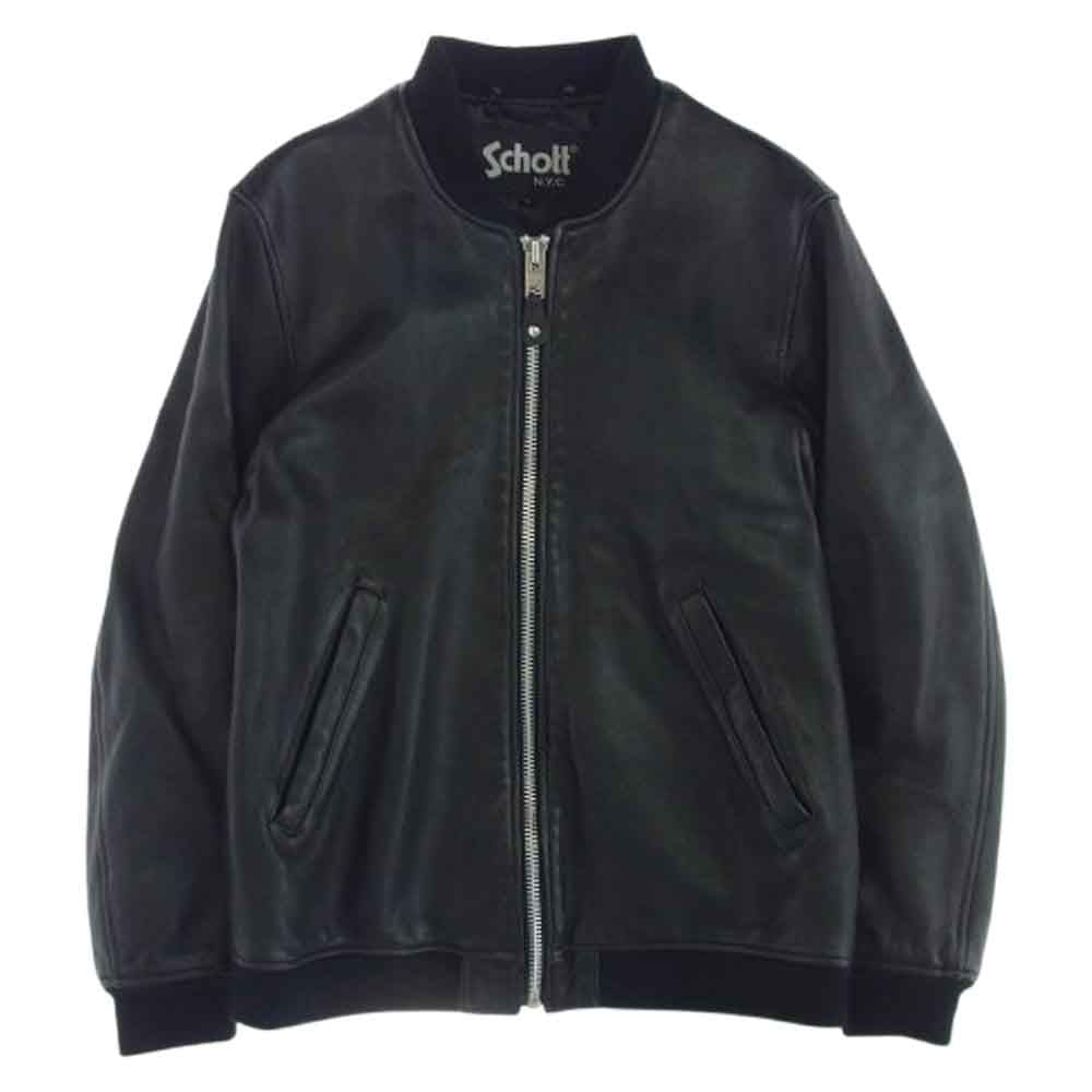 schott ショット 3101061 MA-1 TYPE LEATHER JACKET BOWERY バワリー レザ― フライト ジャケット ブルゾン ブラック系 M【中古】