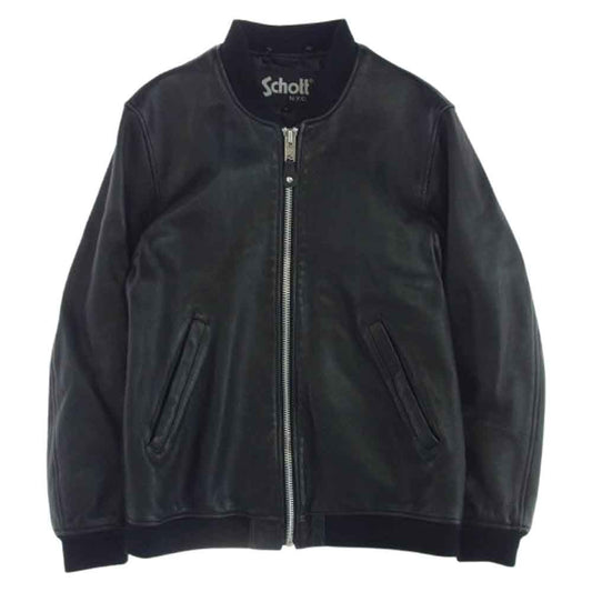 schott ショット 3101061 MA-1 TYPE LEATHER JACKET BOWERY バワリー レザ― フライト ジャケット ブルゾン ブラック系 M【中古】