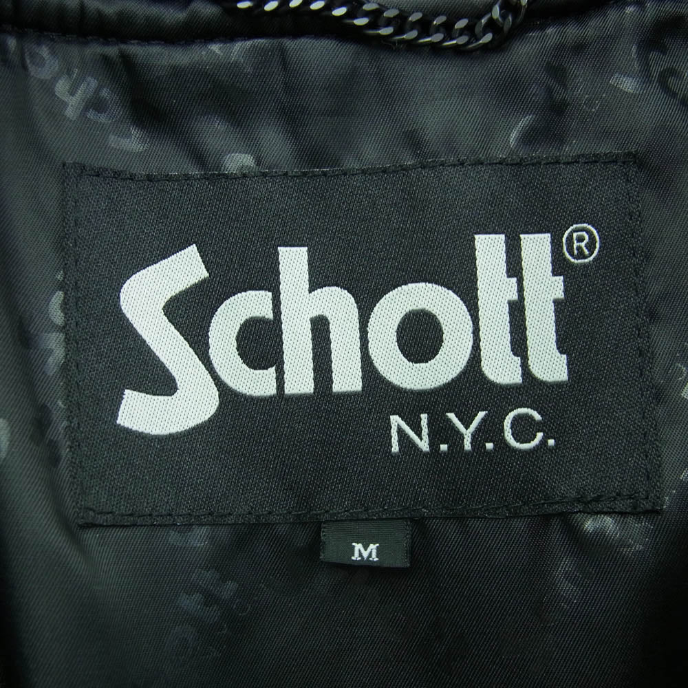 schott ショット 3101061 MA-1 TYPE LEATHER JACKET BOWERY バワリー レザ― フライト ジャケット ブルゾン ブラック系 M【中古】