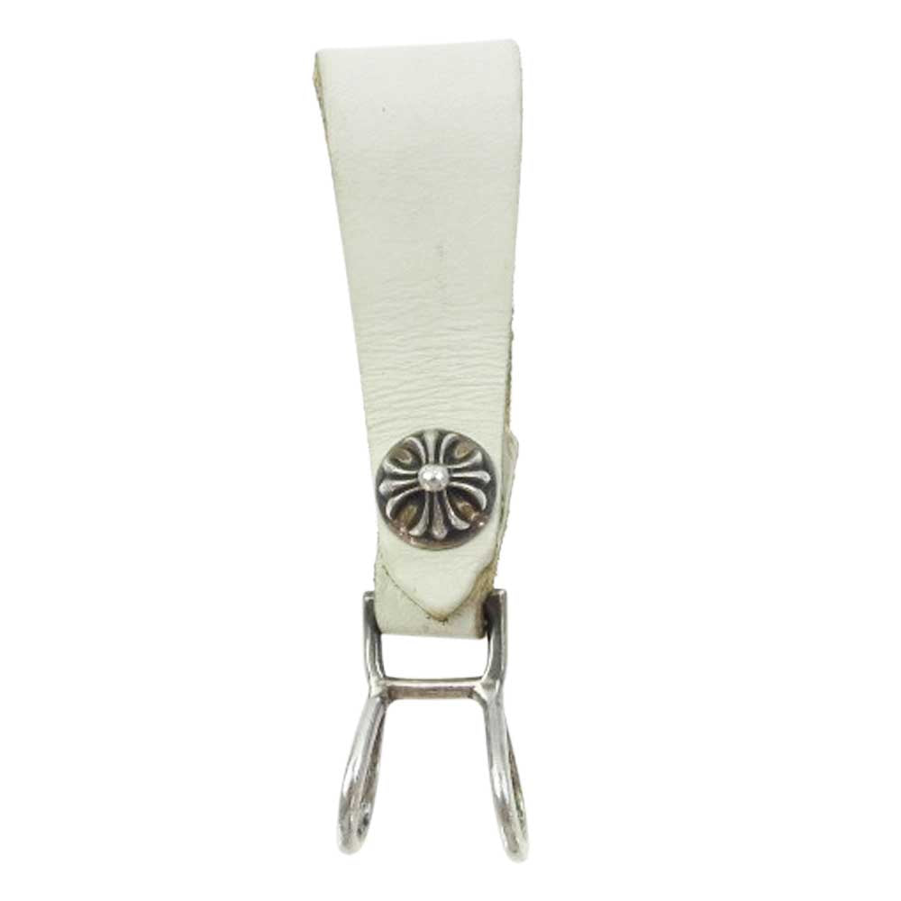 CHROME HEARTS クロムハーツ（原本無） BELT LOOP クロスボール ボタン レザー ベルト ループ ホワイト系【中古】