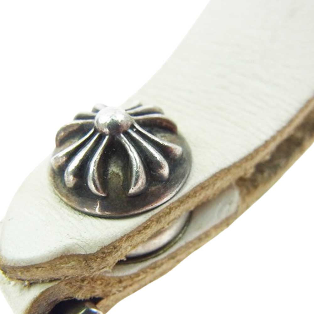 CHROME HEARTS クロムハーツ（原本無） BELT LOOP クロスボール ボタン レザー ベルト ループ ホワイト系【中古】