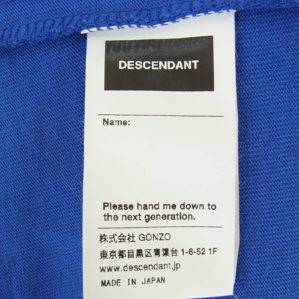 DESCENDANT ディセンダント 21SS 211ATDS-CSM04 STRIP CREW NECK SS ロゴ刺繡 クルーネック 半袖 Tシャツ ブルー系 2【中古】