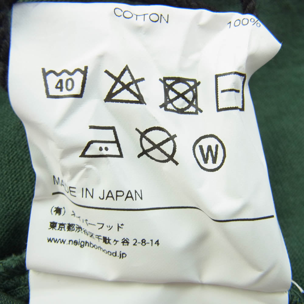 NEIGHBORHOOD ネイバーフッド 22AW 222OKNH-CSM02 SULFUR DYE CREW ロゴプリント クルーネック 長袖 Tシャツ グリーン系 L【中古】