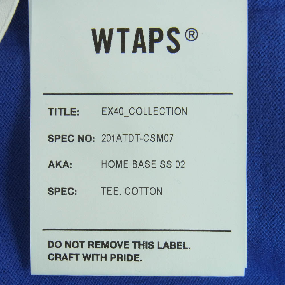 WTAPS ダブルタップス 20SS 201ATDT-CSM07 HOME BASE SS 02/TEE.COTTON ホームベース コットン クルーネック 半袖 Tシャツ ブルー系 04【美品】【中古】