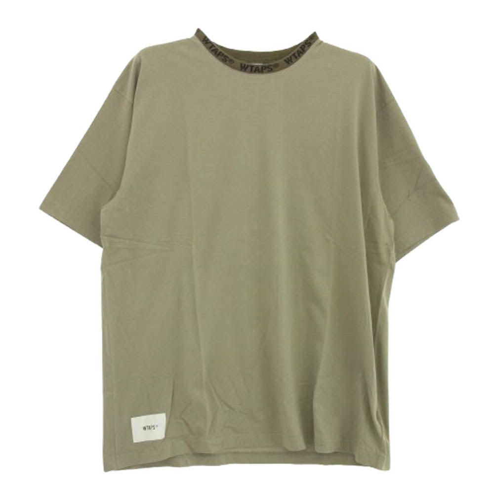 WTAPS ダブルタップス 20SS 201ATDT-CSM08 PYK.DESIGN SS 01/TEE ロゴリブ クルーネック 半袖 Tシャツ グリーン系 4【極上美品】【中古】