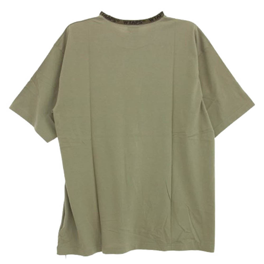 WTAPS ダブルタップス 20SS 201ATDT-CSM08 PYK.DESIGN SS 01/TEE ロゴリブ クルーネック 半袖 Tシャツ グリーン系 4【極上美品】【中古】