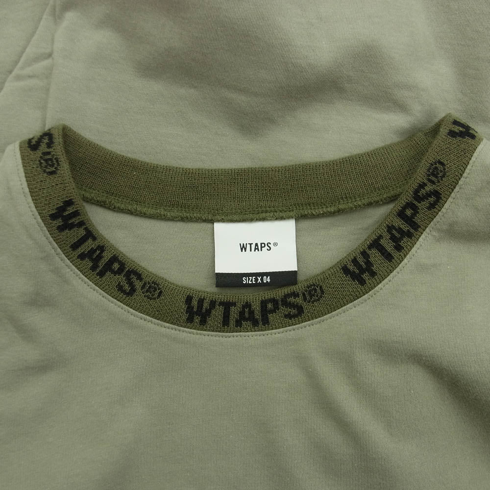 WTAPS ダブルタップス 20SS 201ATDT-CSM08 PYK.DESIGN SS 01/TEE ロゴリブ クルーネック 半袖 Tシャツ グリーン系 4【極上美品】【中古】