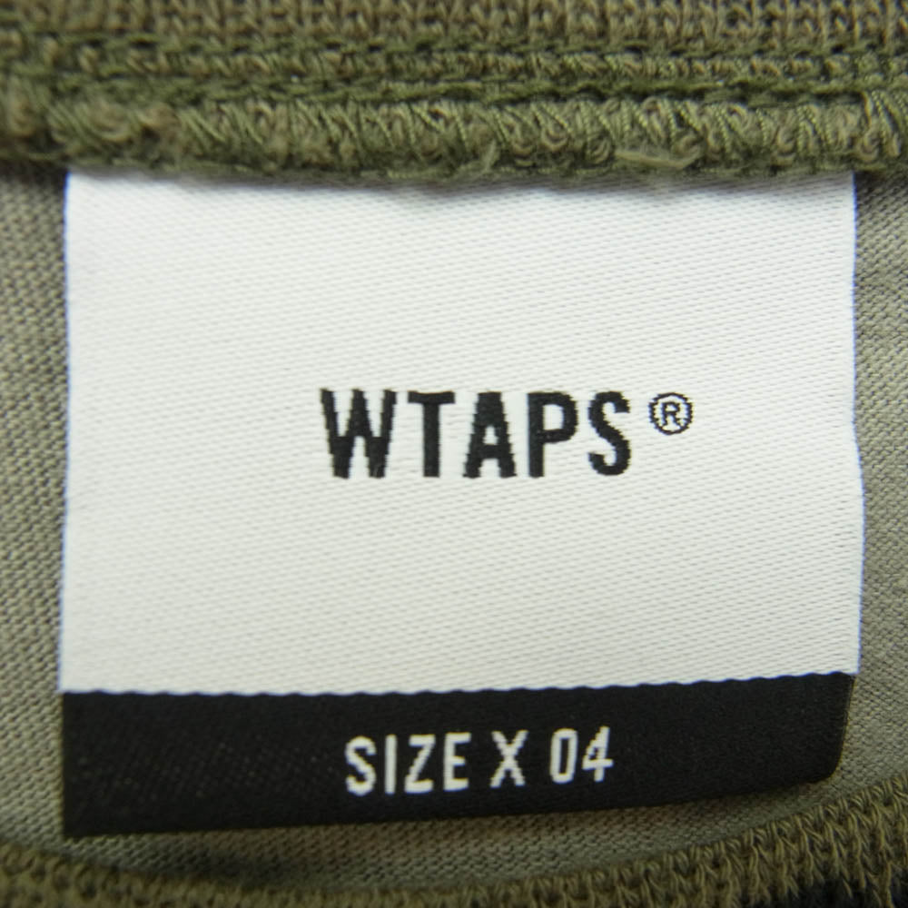 WTAPS ダブルタップス 20SS 201ATDT-CSM08 PYK.DESIGN SS 01/TEE ロゴリブ クルーネック 半袖 Tシャツ グリーン系 4【極上美品】【中古】