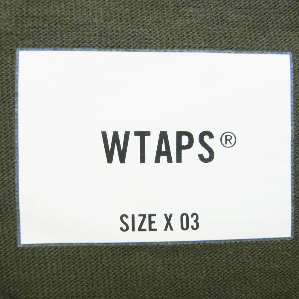 WTAPS ダブルタップス 22SS 221ATDT-CSM02 AII 02/SS/COTTON ロゴ刺繍 ポケット付き クルーネック 半袖 Tシャツ カットソー グリーン系 03【新古品】【未使用】【中古】