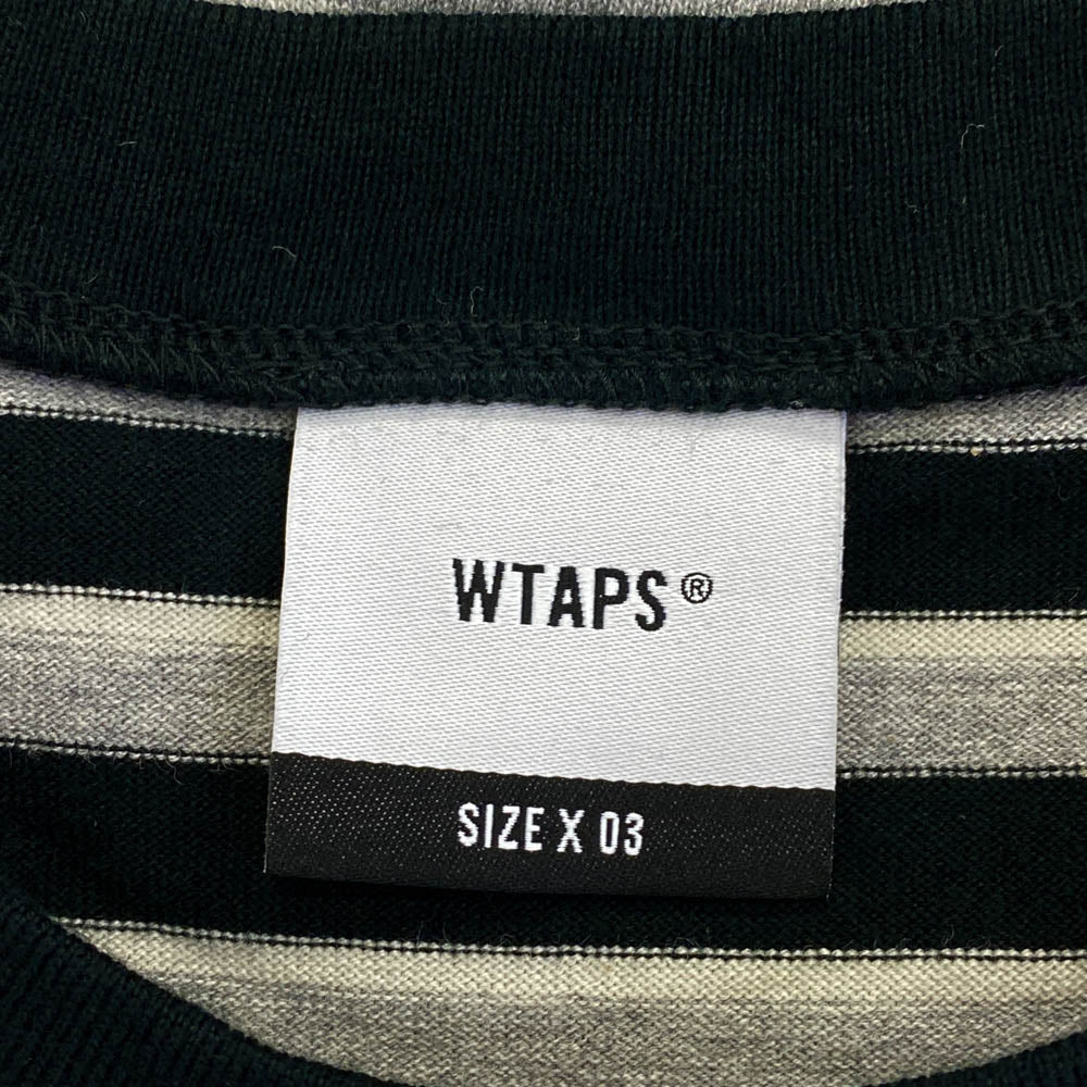 WTAPS ダブルタップス 20SS 201ATDT-CSM26 VASQUE SS/TEE.COTTON バスク ボーダー クルーネック 半袖 Tシャツ カットソー ブラック系 グレー系 03【新古品】【未使用】【中古】
