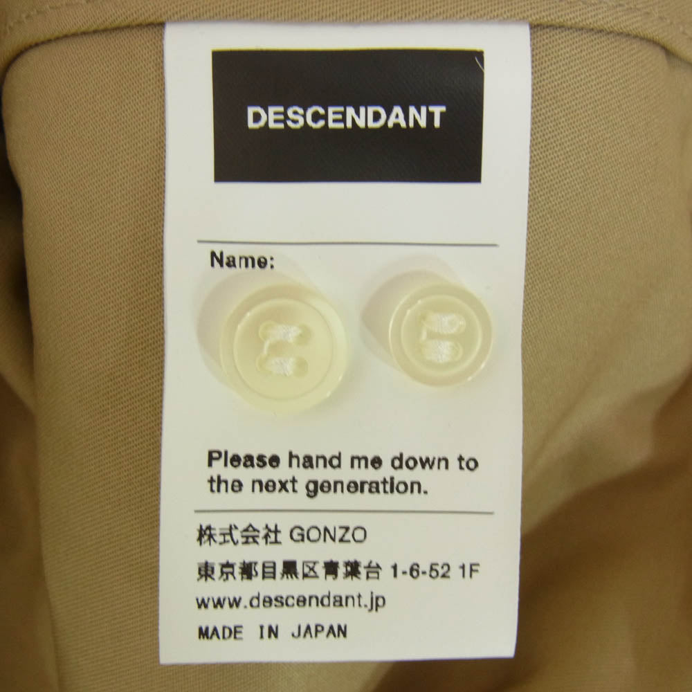 DESCENDANT ディセンダント 21SS 211WVDS-SHM06 KENNEDY'S LS SHIRT レギュラーカラー 長袖 シャツ ベージュ系 2【美品】【中古】