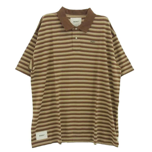 WTAPS ダブルタップス 20SS 201ATDT-CSM36 VASQUE POLO SS 02 SHIRT バスク ボーダー 半袖 ポロシャツ ブラウン系 01【新古品】【未使用】【中古】