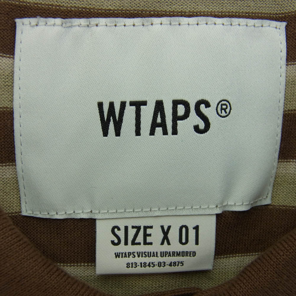 WTAPS ダブルタップス 20SS 201ATDT-CSM36 VASQUE POLO SS 02 SHIRT バスク ボーダー 半袖 ポロシャツ ブラウン系 01【新古品】【未使用】【中古】
