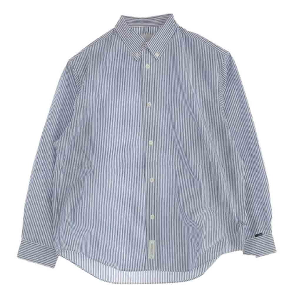 WTAPS ダブルタップス 23SS 231GWDT-SHM03 LS / CTPL. BROADCLOTH. TEXTILE. COOLMAX ブロードクロス ストライプ クールマックス 長袖 ボタンダウン シャツ ブルー系 02【新古品】【未使用】【中古】