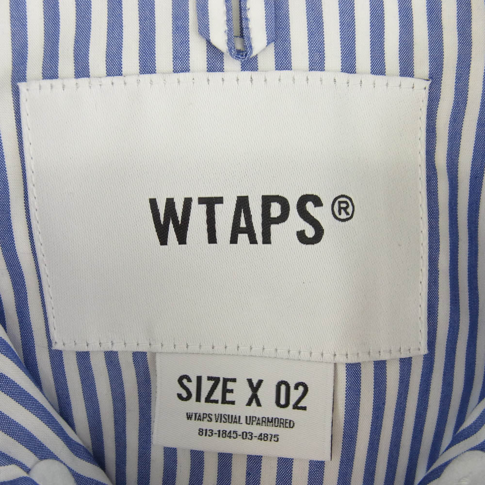 WTAPS ダブルタップス 23SS 231GWDT-SHM03 LS / CTPL. BROADCLOTH. TEXTILE. COOLMAX ブロードクロス ストライプ クールマックス 長袖 ボタンダウン シャツ ブルー系 02【新古品】【未使用】【中古】