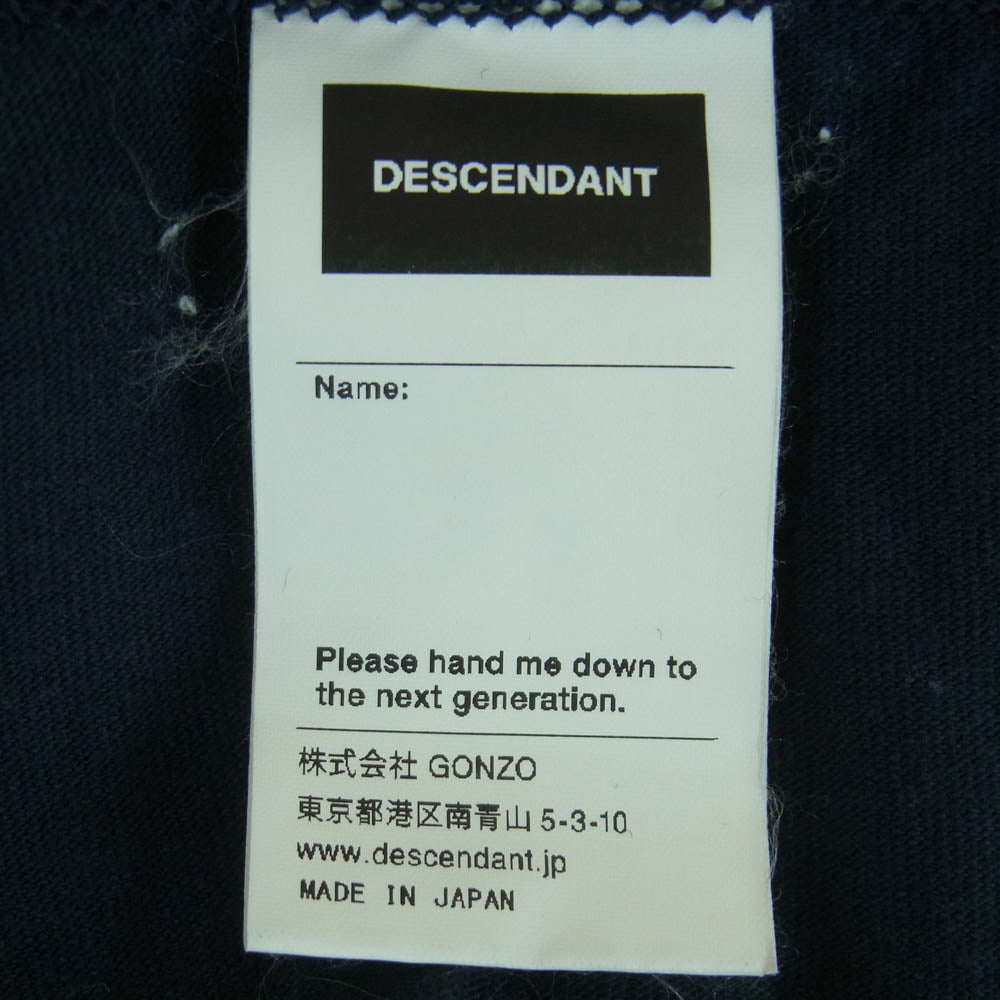 DESCENDANT ディセンダント TEAM SS チーム ロゴ Tシャツ 半袖 コットン 日本製 ダークネイビー系 3【中古】