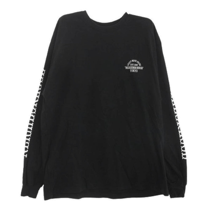 NEIGHBORHOOD ネイバーフッド 22AW 222PCNH-LT06 NH TEE-6 LS 袖ロゴプリント 長袖 Tシャツ ブラック系 XL【中古】