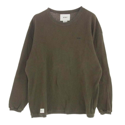 WTAPS ダブルタップス 20AW 202ATDT-CSM23 WAFFLE LS ワッフル サーマル L/S Tシャツ カットソー カーキ系 04【中古】