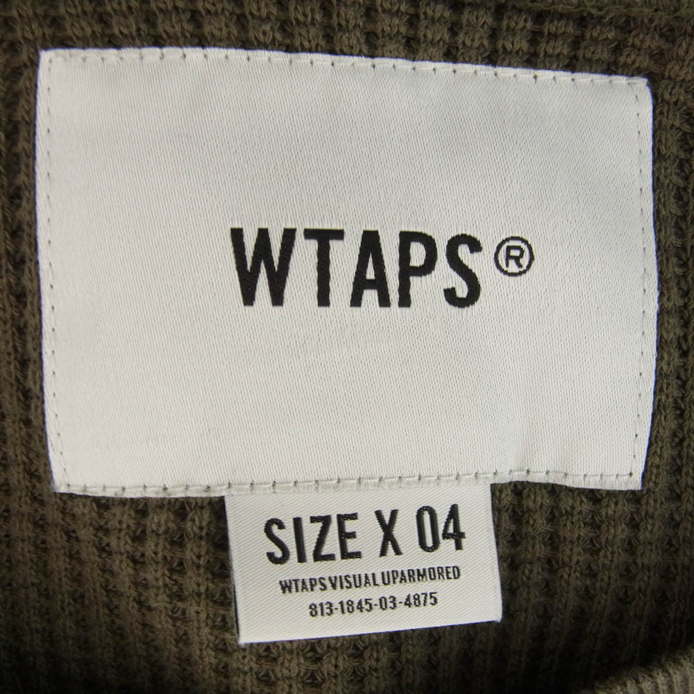 WTAPS ダブルタップス 20AW 202ATDT-CSM23 WAFFLE LS ワッフル サーマル L/S Tシャツ カットソー カーキ系 04【中古】