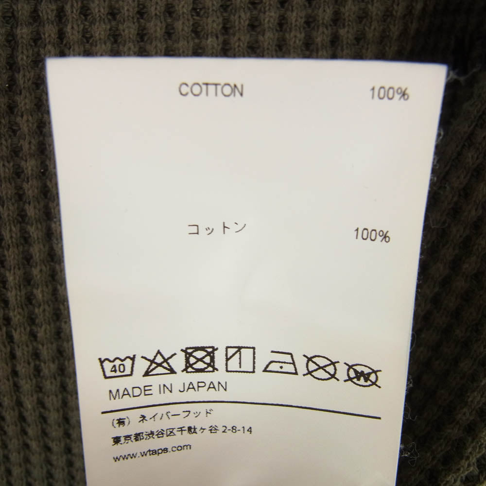 WTAPS ダブルタップス 20AW 202ATDT-CSM23 WAFFLE LS ワッフル サーマル L/S Tシャツ カットソー カーキ系 04【中古】