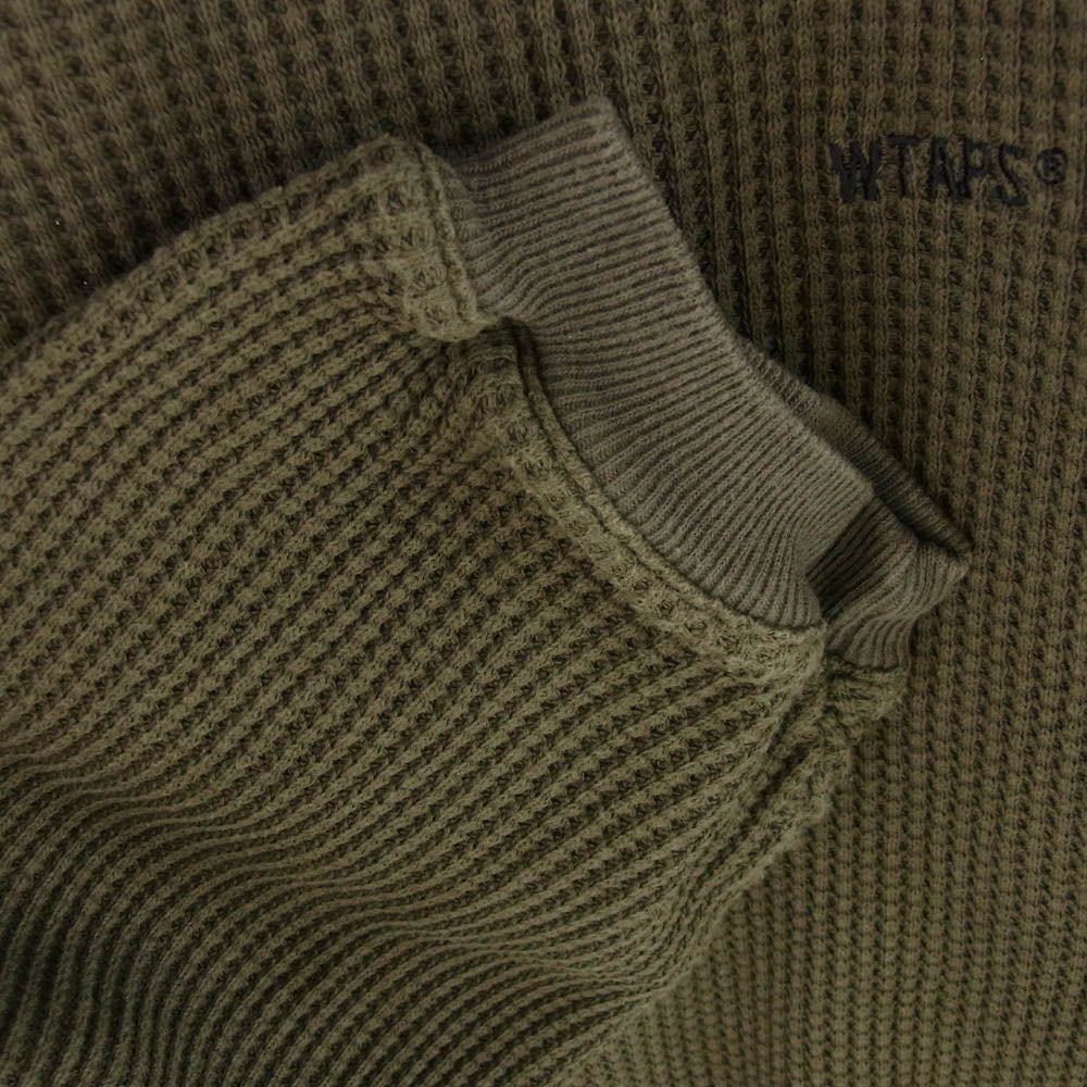WTAPS ダブルタップス 20AW 202ATDT-CSM23 WAFFLE LS ワッフル サーマル L/S Tシャツ カットソー カーキ系 04【中古】