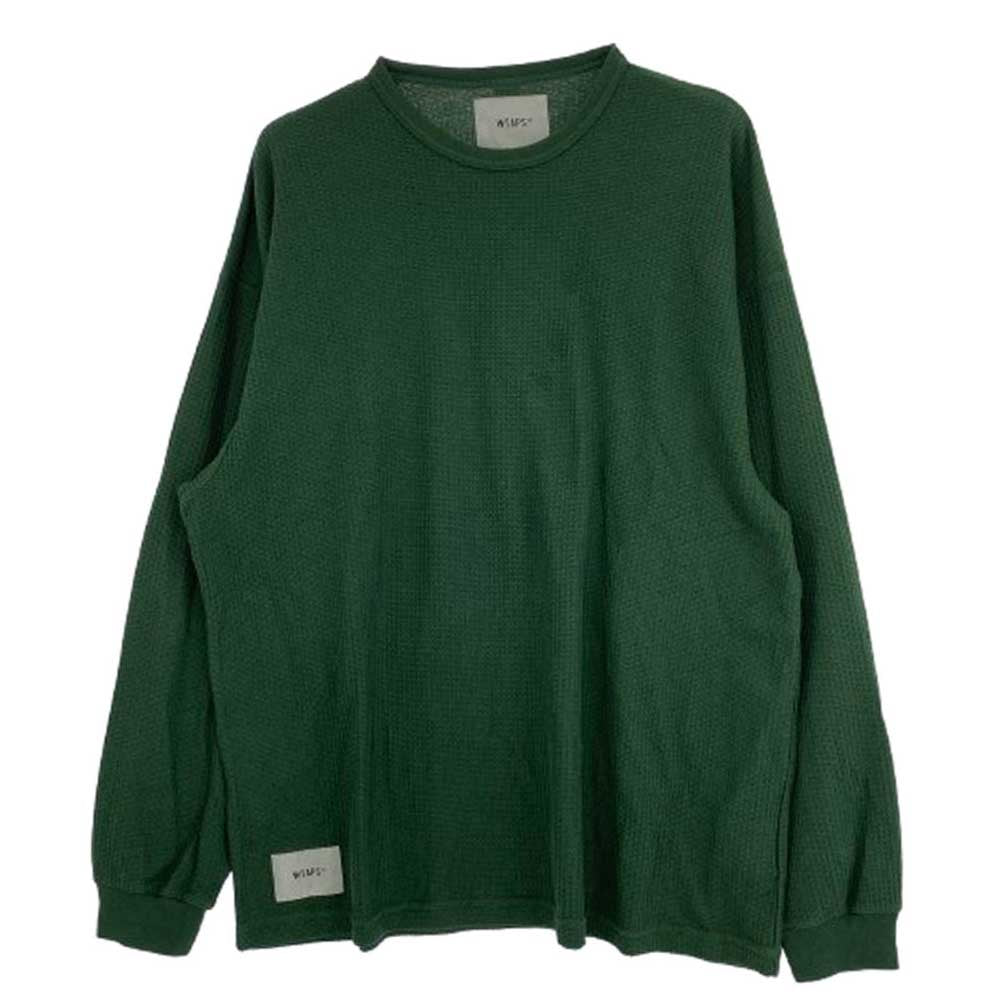 WTAPS ダブルタップス 22AW 222ATDT-CSM27 WAFFLE LS CTPL.REGULAR ワッフル ロングスリーブ Tシャツ グリーン系 04【中古】