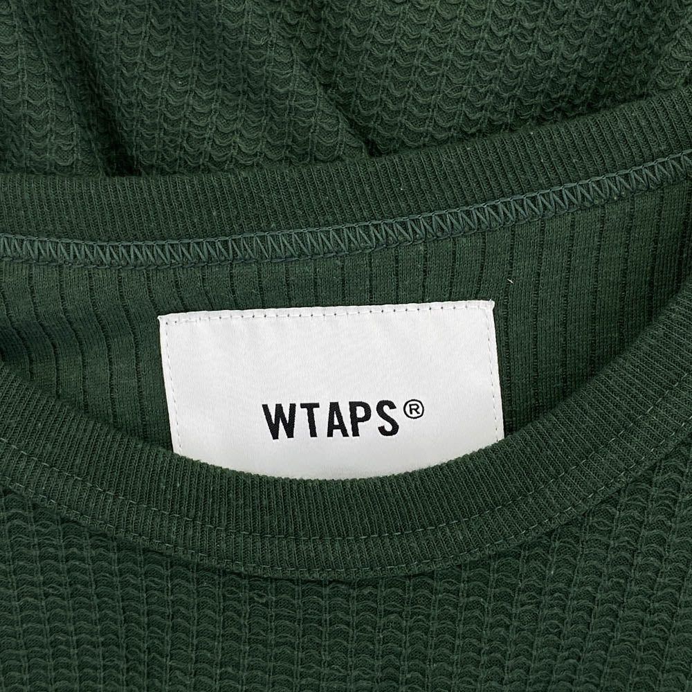 WTAPS ダブルタップス 22AW 222ATDT-CSM27 WAFFLE LS CTPL.REGULAR ワッフル ロングスリーブ Tシャツ グリーン系 04【中古】