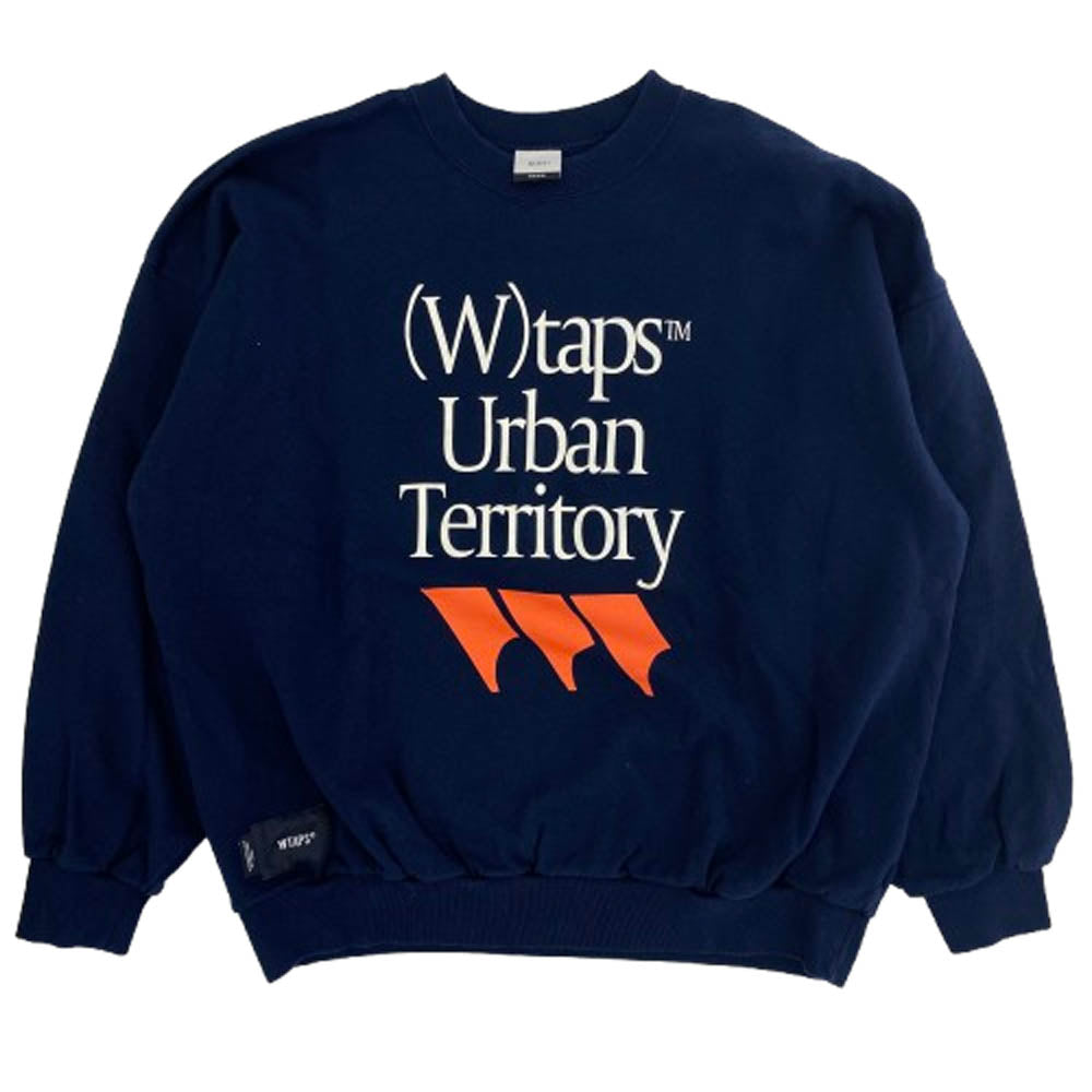 WTAPS ダブルタップス 22AW 222ATDT-CPM01S FORTLESS SWEATER クルーネック ロゴ プリント スウェット ネイビー系 04【中古】
