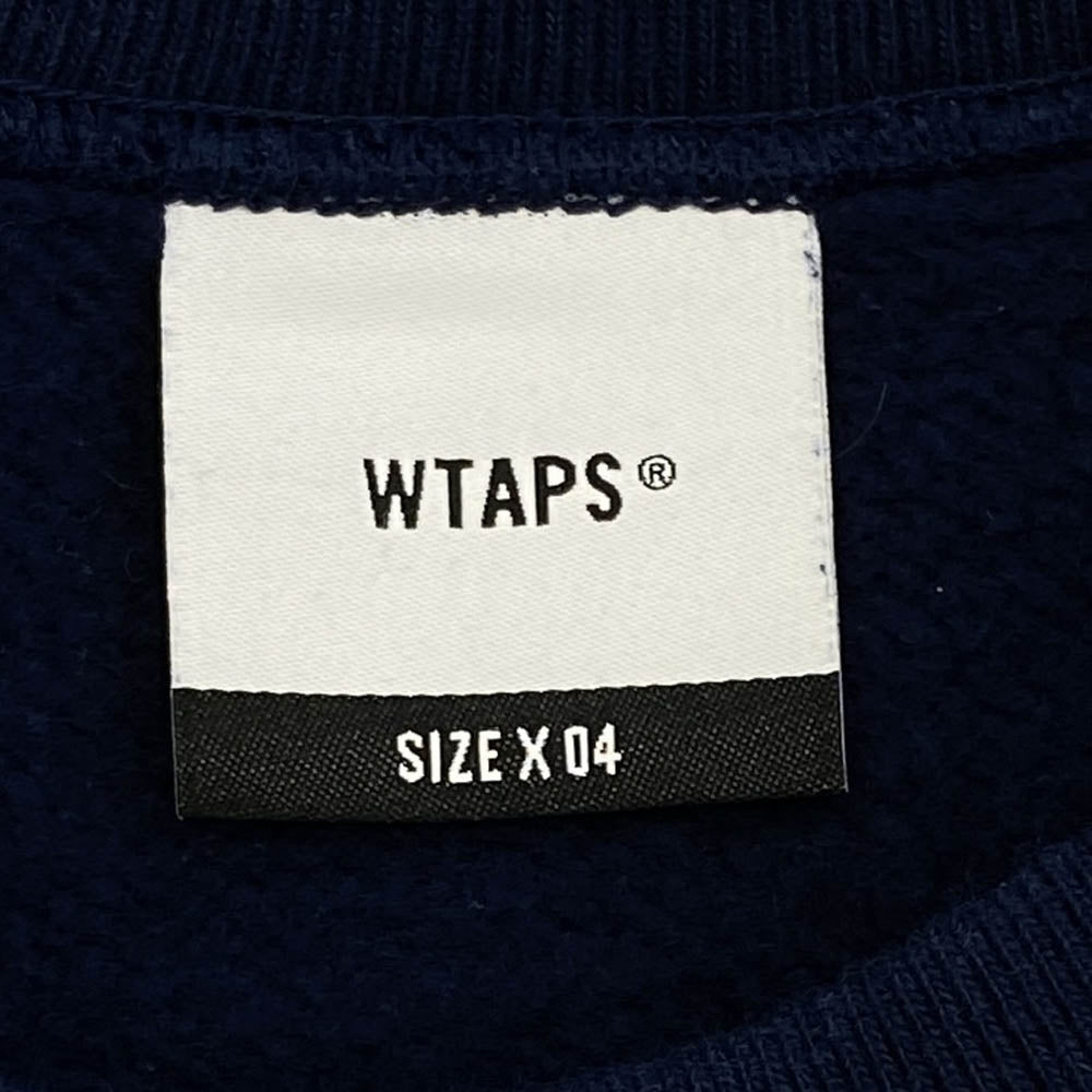 WTAPS ダブルタップス 22AW 222ATDT-CPM01S FORTLESS SWEATER クルーネック ロゴ プリント スウェット ネイビー系 04【中古】