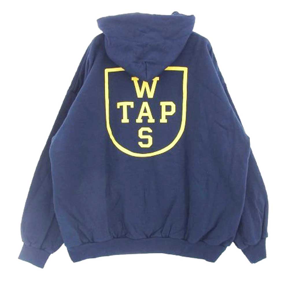 WTAPS ダブルタップス 22AW 222ATDT-HPM01S CREST HOODY プリント スウェット プルオーバーパーカー ネイビー系 4【中古】