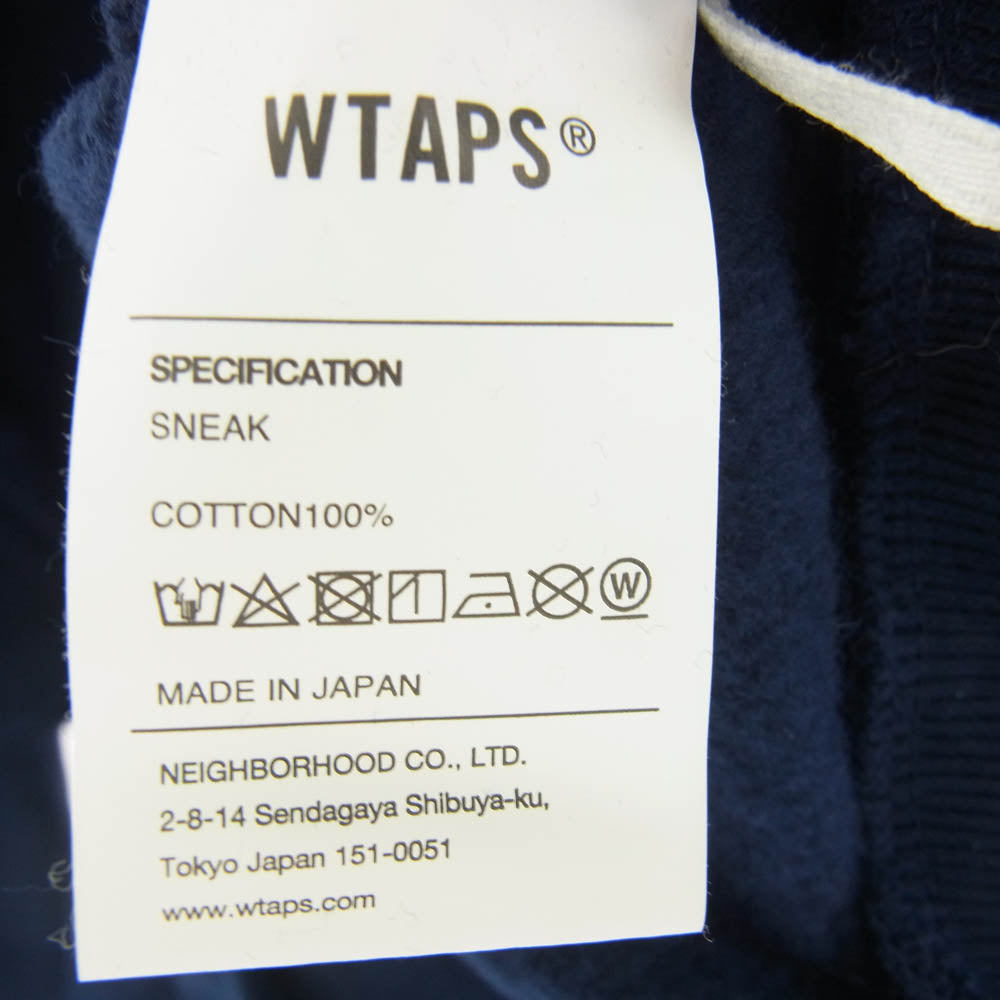 WTAPS ダブルタップス 22AW 222ATDT-HPM01S CREST HOODY プリント スウェット プルオーバーパーカー ネイビー系 4【中古】