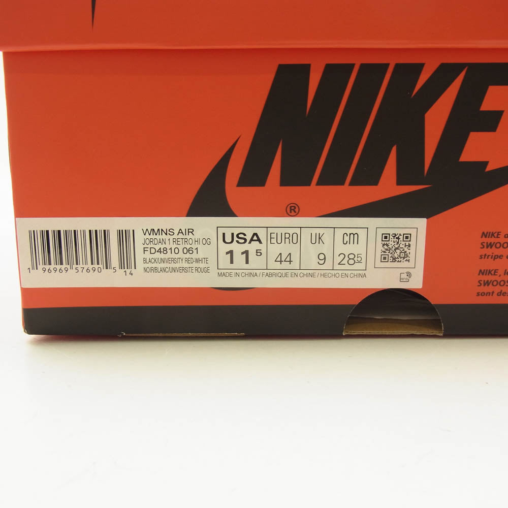 NIKE ナイキ FD4810-061 Women's Air Jordan 1 Retro High OG Satin Bred ウィメンズ エアジョーダン1 レトロ ハイ OG サテンブレッド ブラック系 レッド系 28.5cm【新古品】【未使用】【中古】