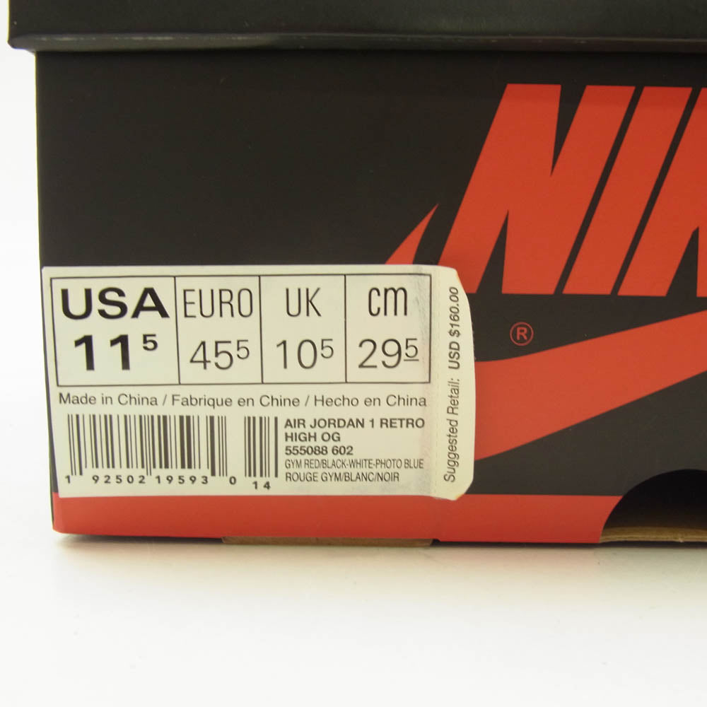 NIKE ナイキ 555088-602 Spiderman Air Jordan 1 Origin Story スパイダーマン エアジョーダン1  オリジンストーリー スニーカー 29.5cm【中古】