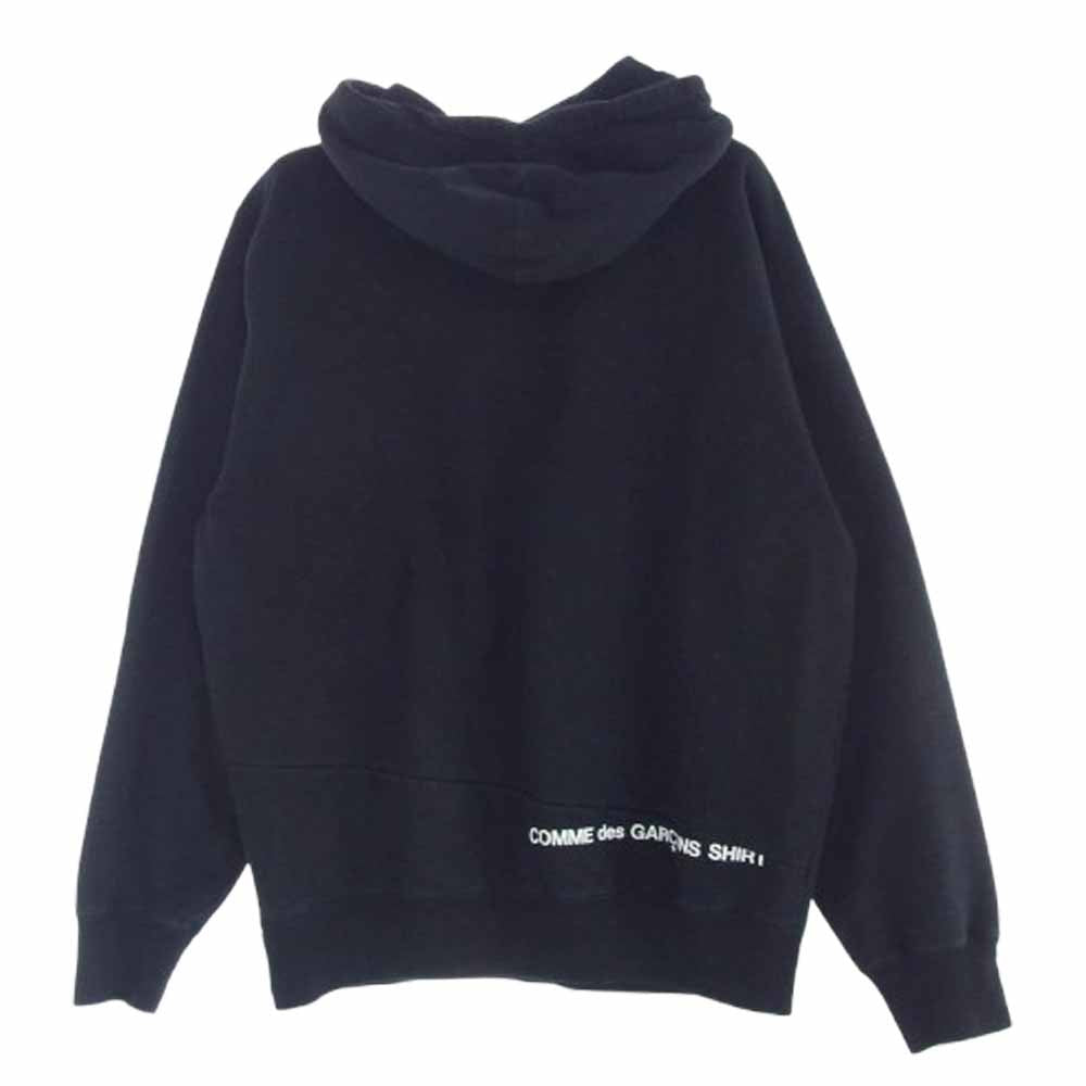 Supreme シュプリーム 18AW × COMME des GARCONS SHIRT コムデギャルソン シャツ Split Box Logo Hooded Sweatshirt スプリット ボックス ロゴ プリント フーデッド スウェット シャツ ブラック系 XL【中古】