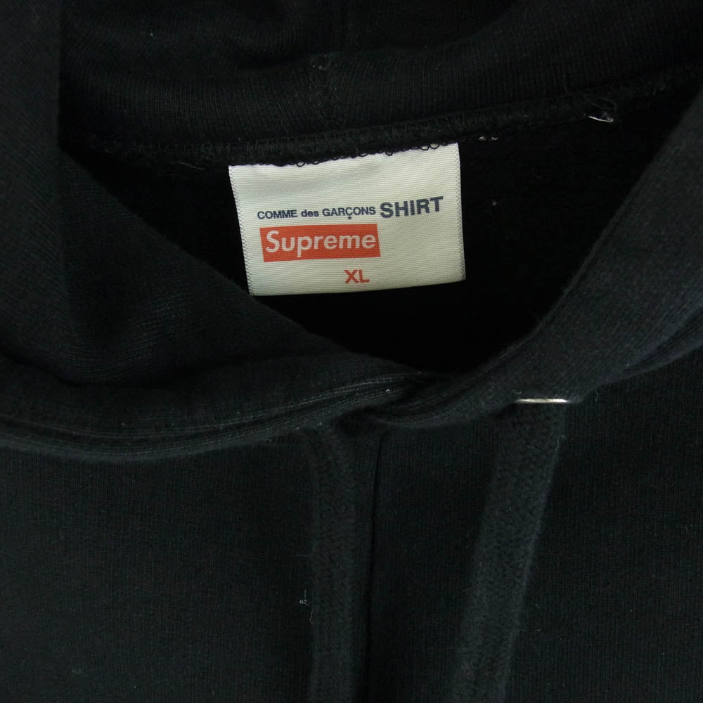 Supreme シュプリーム 18AW × COMME des GARCONS SHIRT コムデギャルソン シャツ Split Box Logo Hooded Sweatshirt スプリット ボックス ロゴ プリント フーデッド スウェット シャツ ブラック系 XL【中古】