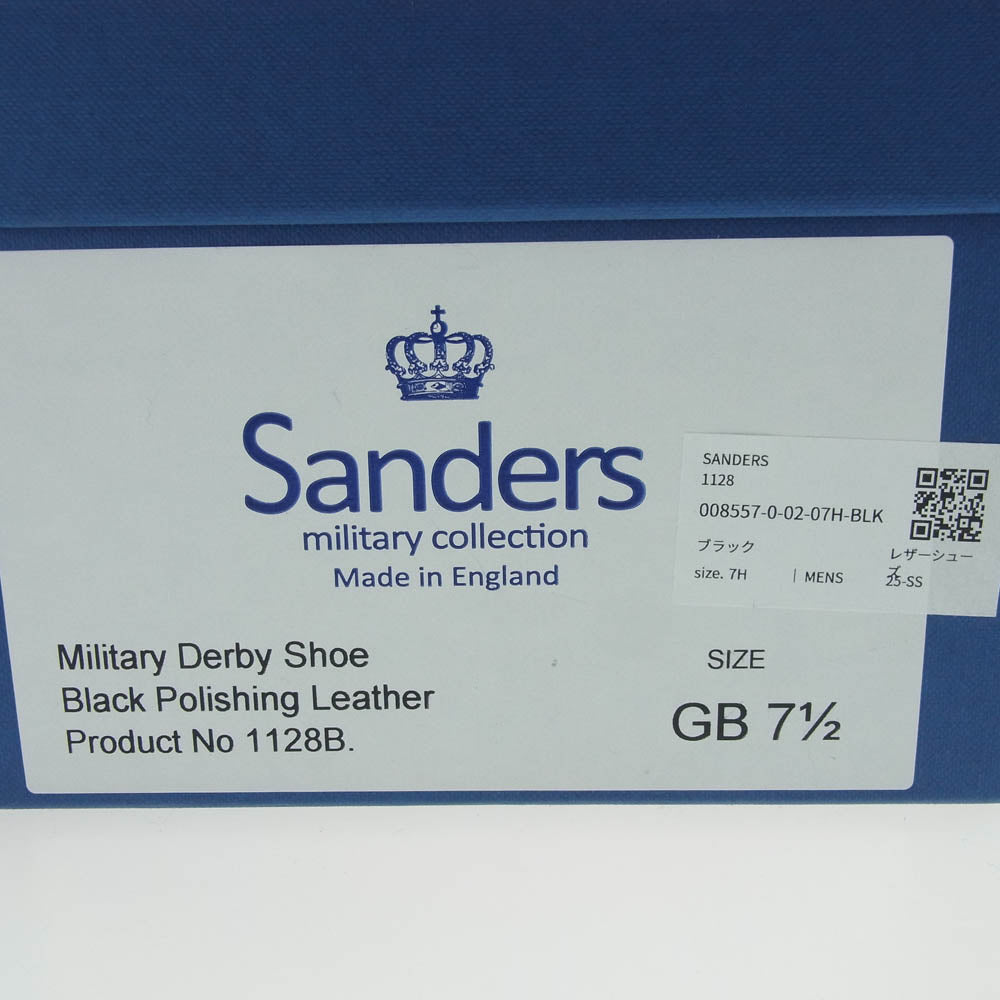 SANDERS サンダース 1128B 英国製 MILITARY DERBY SHOERS ミリタリー ダービー シューズ ブラック系 7.5【中古】